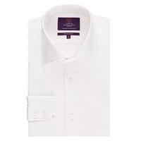 Mens Curtis White Dobby Weave Slim Fit Shirt  One Button Collar - Single Cuff