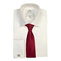 mens formal cream twill slim fit shirt double cuff easy iron