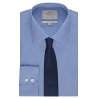 Men\'s Formal Blue End On End Slim Fit Shirt - Single Cuff - Easy Iron