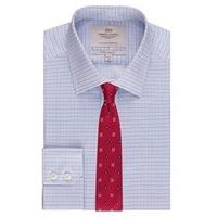 Men\'s Formal Blue Multi Check Extra Slim Fit Shirt - Single Cuff - Easy Iron