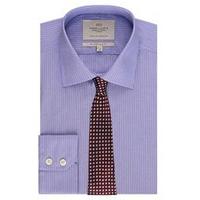 Men\'s Formal Blue with Purple Stripes Slim Fit Shirt - Single Cuff - Easy Iron