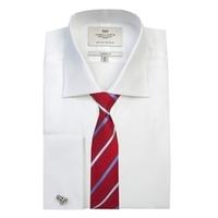 mens formal white poplin classic fit shirt double cuff easy iron
