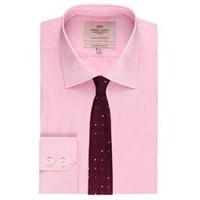 Men\'s Formal Pink & White Small Grid Check Slim Fit Shirt - Single Cuff - Easy Iron