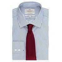 Men\'s Formal Navy & White Stripes Extra Slim Fit Shirt - Single Cuff - Easy Iron