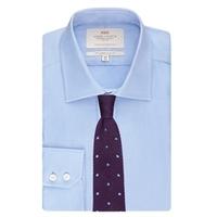 mens formal blue twill slim fit shirt single cuff easy iron