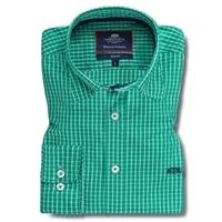 Men\'s Green & White Medium Check Oxford Slim Fit Shirt - Single Cuff