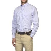 mens blue pink stripe oxford classic fit shirt single cuff