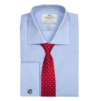 mens formal blue poplin classic fit shirt double cuff easy iron