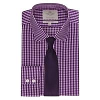 Men\'s White & Purple Multi Check Slim Fit Shirt - Single Cuff - Easy Iron