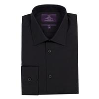 mens curtis black poplin slim fit shirt single cuff