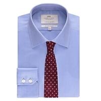 mens formal blue herringbone slim fit shirt single cuff easy iron