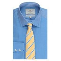 Men\'s Formal Mid Blue Twill Extra Slim Fit Shirt - Single Cuff - Easy Iron