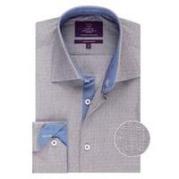 Mens Curtis Grey Dobby Weave Slim Fit Shirt  One Button Collar - Single Cuff