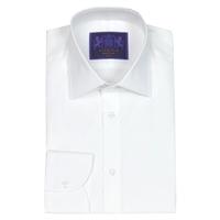 mens plain white poplin slim fitted cotton shirt rounded cuff