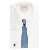 Men\'s Formal White Herringbone Slim Fit Shirt - Double Cuff - Easy Iron