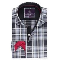 Men\'s Curtis Black & White Check Slim Fit Shirt - High Collar - Single Cuff
