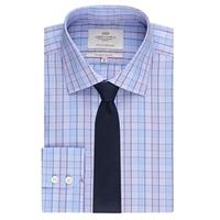 Men\'s Blue & Red Multi Check Slim Fit Shirt - Single Cuff - Easy Iron