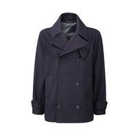 Men?s Wool Mix Reefer Jacket, Navy Blue, Size Large, Wool Mix
