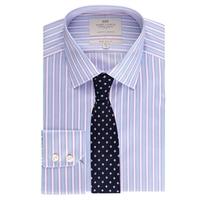 Men\'s Formal Blue & Pink Multi Stripe Extra Slim Fit Shirt - Single Cuff - Easy Iron