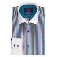 Men\'s Curtis Multi Coloured Striped Slim Fit Shirt - Single Cuff