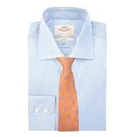 Men\'s Blue & White Bengal Stripe Classic Fit Cotton Shirt - Single Cuff - Easy Iron