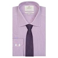 Men\'s Formal White & Lilac Fine Stripe Slim Fit Shirt - Single Cuff - Easy Iron