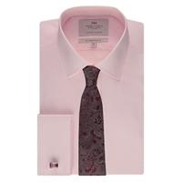 mens formal pink poplin slim fit shirt double cuff easy iron