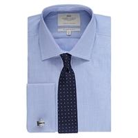 mens formal blue white fine stripe slim fit shirt double cuff easy iro ...