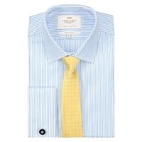 Men\'s Formal Blue & White Bengal Stripe Extra Slim Fit Shirt - Double Cuff - Easy Iron