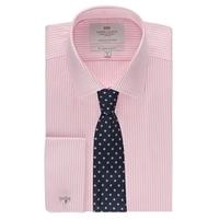 mens formal pink white bengal stripe slim fit shirt double cuff easy i ...