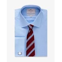 mens blue dogstooth check slim fit shirt non iron