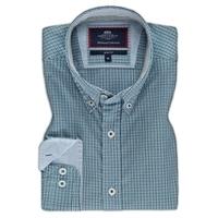 Men\'s Blue & Navy Small Check Oxford Slim Fit Shirt - Single Cuff