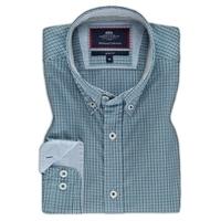 mens blue navy small check oxford slim fit shirt single cuff