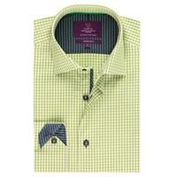 mens curtis green white gingham check slim fit shirt single cuff