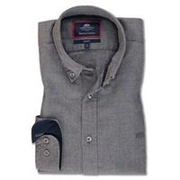 Men\'s Grey Flannel Cotton Oxford Slim Fit Shirt - Single Cuff