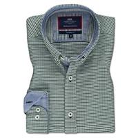 Men\'s Green & Navy Small Check Oxford Classic Fit Shirt - Single Cuff