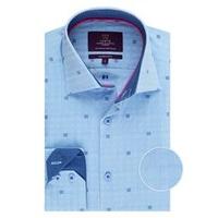 mens curtis blue dobby slim fit shirt with contrast detail single cuff