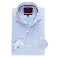 mens curtis blue dobby slim fit shirt high collar single cuff