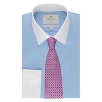 mens formal blue poplin extra slim fit shirt single cuff easy iron