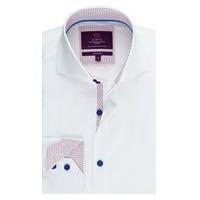 mens curtis white textured slim fit shirt high collar single cuff