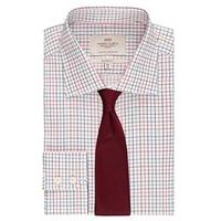 Men\'s Formal Red & Navy Multi Check Classic Fit Shirt - Single Cuff - Easy Iron