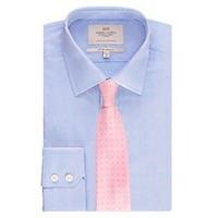 Men\'s Formal Blue & Pink Prince of Wales Check Extra Slim Fit Shirt - Single Cuff - Easy Iron