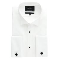 Men\'s Formal White Waffle Slim Fit Evening Shirt - Wing Collar - Double Cuff - Easy Iron