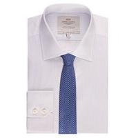Men\'s Formal White & Blue Fine Stripes Slim Fit Shirt - Single Cuff - Easy Iron