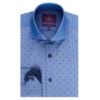 Men\'s Curtis Blue Spots Slim Fit Shirt - High Collar - Single Cuff