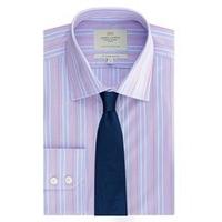 Men\'s Formal Blue & Pink Multi Stripe Slim Fit Shirt - Single Cuff - Easy Iron