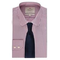 Men\'s Pink & Navy Multi Stripe Extra Slim Fit Shirt - Single Cuff - Easy Iron