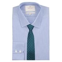 Men\'s Formal Blue & White Fine Stripe Extra Slim Fit Shirt - Single Cuff - Easy Iron