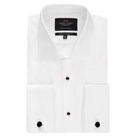 Men\'s Formal White Waffle Classic Fit Evening Shirt - Double Cuff - Easy Iron