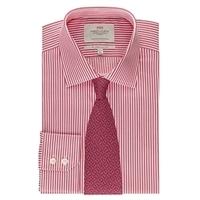 Men\'s Red & White Bengal Stripe Slim Fit Shirt - Single Cuff - Easy Iron